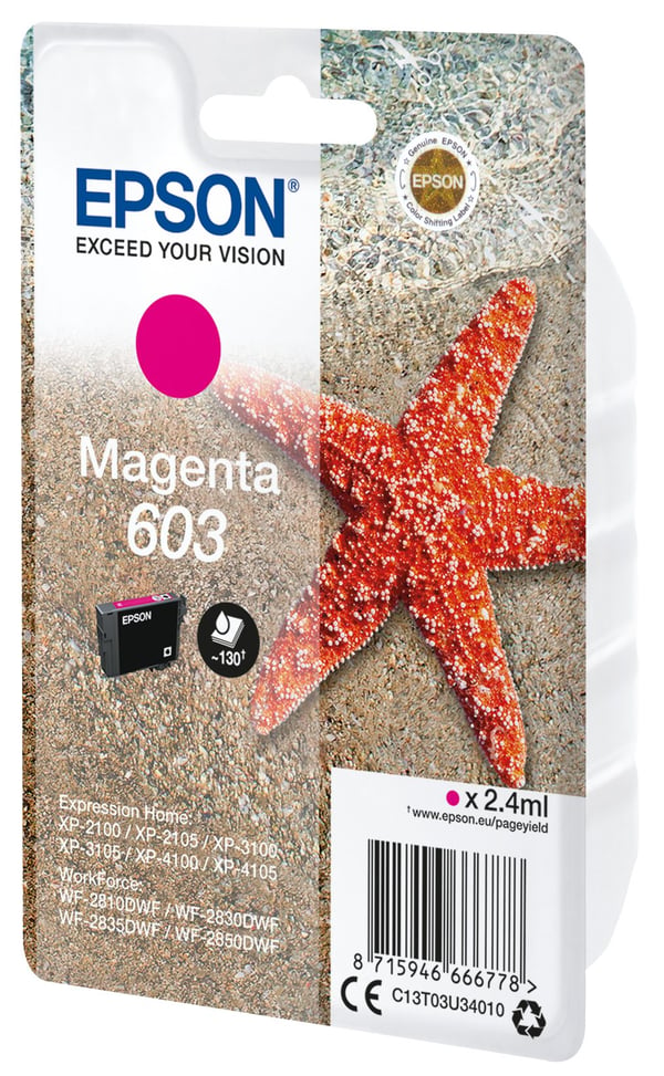 Epson Singlepack Magenta 603 Ink, Perusvärintuotto, Magenta, 2,4 ml, 1 kpl, Kertapakkaus