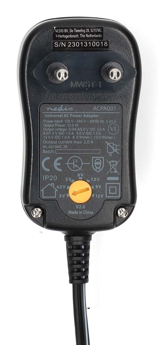 Nedis ACPA001 - Strømadapter - 12 watt - 1 A - på kabel: DC-strømjakk - svart
