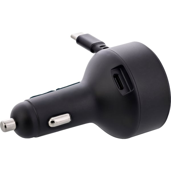 InLine Dual USB-C bilstrømadapter 12/24V - forlengbar kabel + stikkontakt - 75W (31502R)