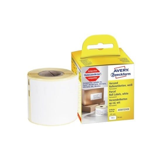 Avery Zweckform - Papper - permanent häftning - vit - 54 x 101 mm 110 etikett (er) (1 rulle/rullar x 110) rektangulära etiketter