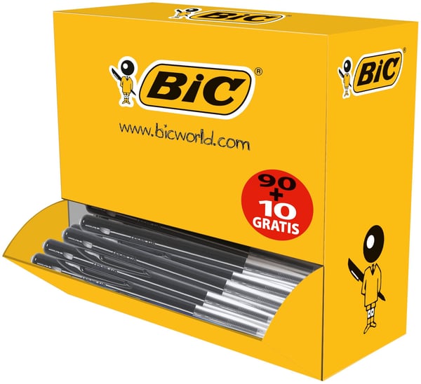 Kulspetspenna BIC M10 Original med klickmekanism, medelstor spets (1,0 mm), svart, Ekonomiförpackning med 90+10 st.