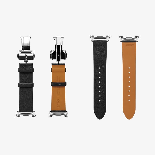 Spigen Enzo, Band, SmartWatch, Svart, Samsung, Watch 8 (40/44 mm)/Watch 8 Classic (46mm), Äkta läder