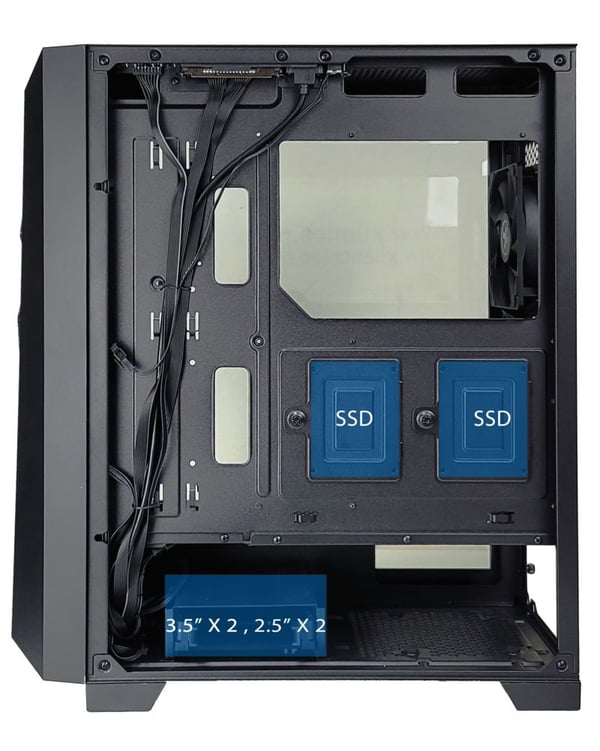 Xilence Performance A + X712.RGB - Mid tower - ATX - genomskinlig sidopanel (härdat glas) - ingen strömförsörjning (ATX) - svart
