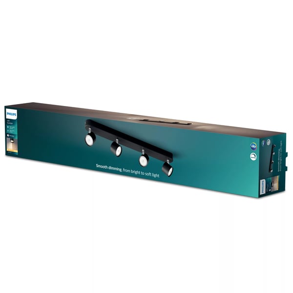 Philips Star kohdevalaisin 4x, Pinta-asennettavat spottivalot, LED, 2700 K, 2000 lm, 220-240 V, Musta