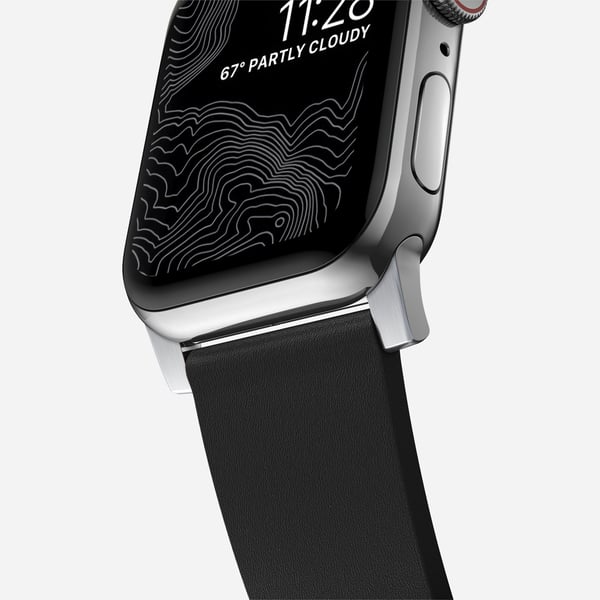 Nomad Active Band Pro, Band, Smartwatch, Svart, Silver, Apple, Ultra / 46mm, Läder, Rostfritt stål