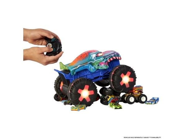 Hot Wheels Monster Trucks Mega-Wrex Alive, paristoilla toimiva kauko-ohjattava ajoneuvo mittakaavassa 1:15, interaktiiviset valot ja äänet, Ajoneuv...