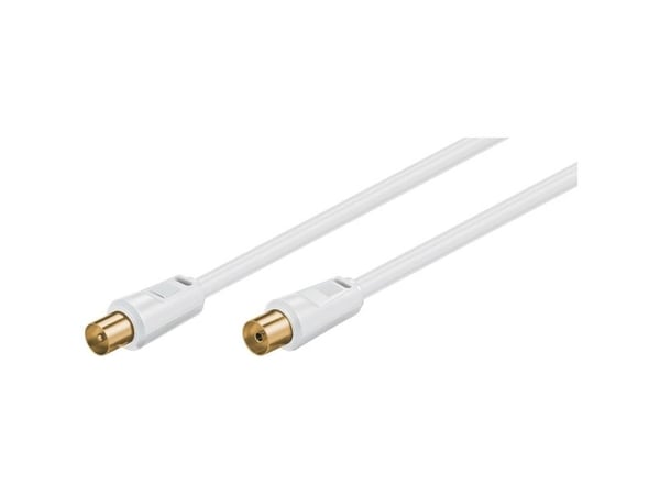 Wentronic Goobay antennetilkoblingskabel, 100% skjermet, forgylt, hvit, 5 m - koaksplugg <=> koaks-kontakt (67285)