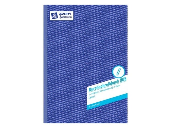 Avery 905, Sininen, Valkoinen, A4, 50 arkkia, Pehmeäkantinen, Universaali