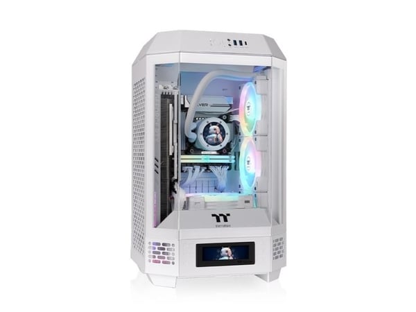 Thermaltake The Tower 250 - MT - mini ITX - genomskinlig sidopanel (härdat glas) - ingen strömförsörjning - snö - USB/ljud