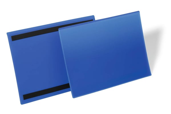 Förvaringsficka med magnet i hyllkant A4 liggande blå - (50 st)