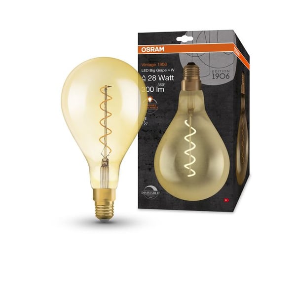 OSRAM Vintage 1906 - LED hehkulamppu - muoto: iso viinirypäle - kirkas viimeistely - E27 - 4 W (28 W ekvivalentti) - luokka G - miellyttävän lämmin...