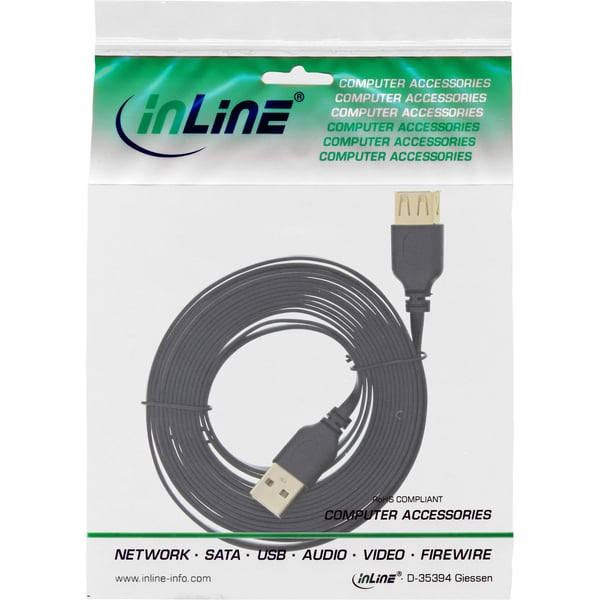 InLine 34610F, 1 m, USB A, USB 2.0, hane/hona, svart