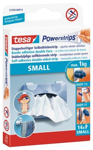 TESA 57550-00014, Kiinnityslappu, Valkoinen, 1 kg/cm