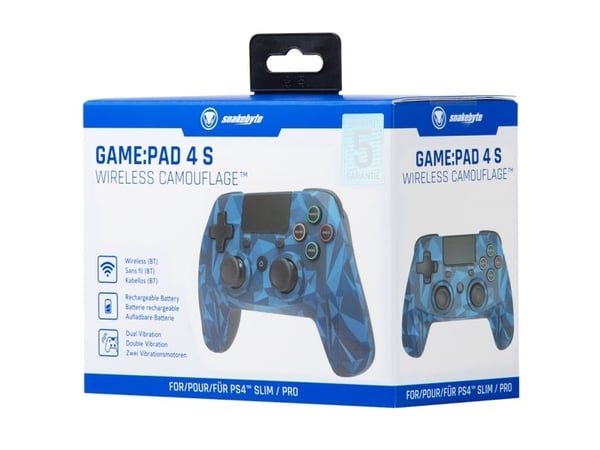 Snakebyte GAME:PAD 4 S WIRELESS - Håndkonsoll - trådløs - Bluetooth - blå camo - for Sony PlayStation 4