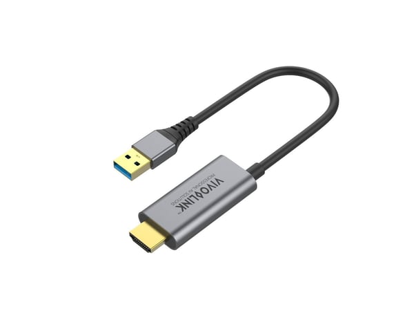 VivoLink - Adapterkabel - USB-C hona rak till HDMI, USB typ A hane rak - 15 cm - svart - 4K30Hz stöd