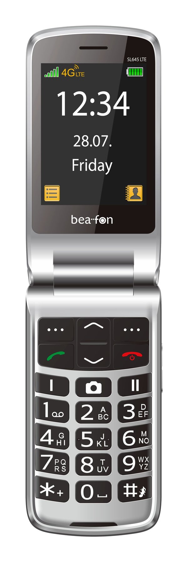 Beafon SL645 LTE, Simpukka, Yksittäinen SIM, 7,11 cm (2.8"), 1,3 MP, 1550 mAh, Musta, Hopea