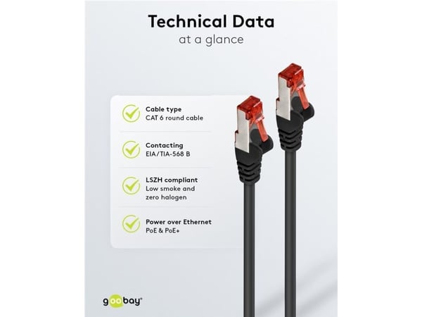 Goobay 66641, 5 m, Cat6, S/FTP (S-STP), RJ-45, RJ-45, Svart, Röd