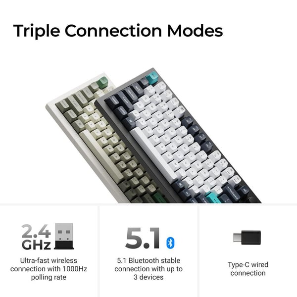 Keychron Q1 Max trådlöst 75 %-tangentbord Gateron Jupiter Banana, Carbon Black