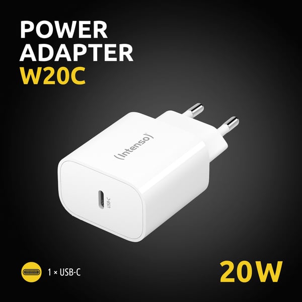 Intenso W20C - Strømadapter - 20 watt - 3 A - PD 3.0, QC 4.0, PD/PPS (USB-C) - hvit