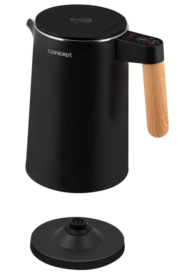 Concept RK3301, 1,5 l, 2200 W, Sort, Plast, Rustfritt stål, Justerbar termostat, Trådløs