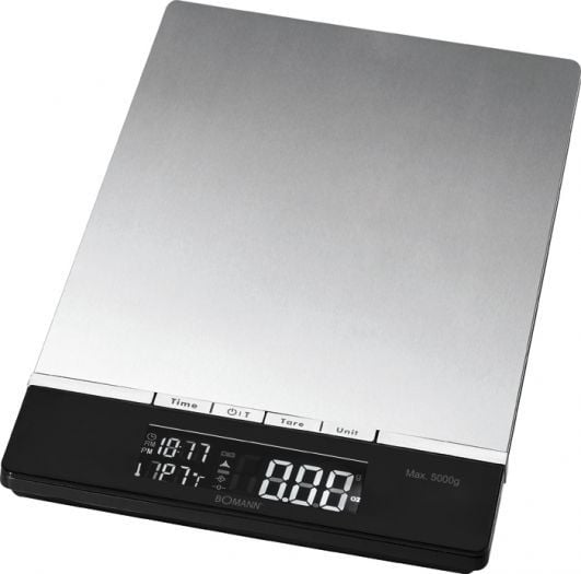 Bomann KW 1421 CB, Sähkökeittiövaaka, 5 kg, 1 g, Harmaa, Ruostumaton teräs, Metalli