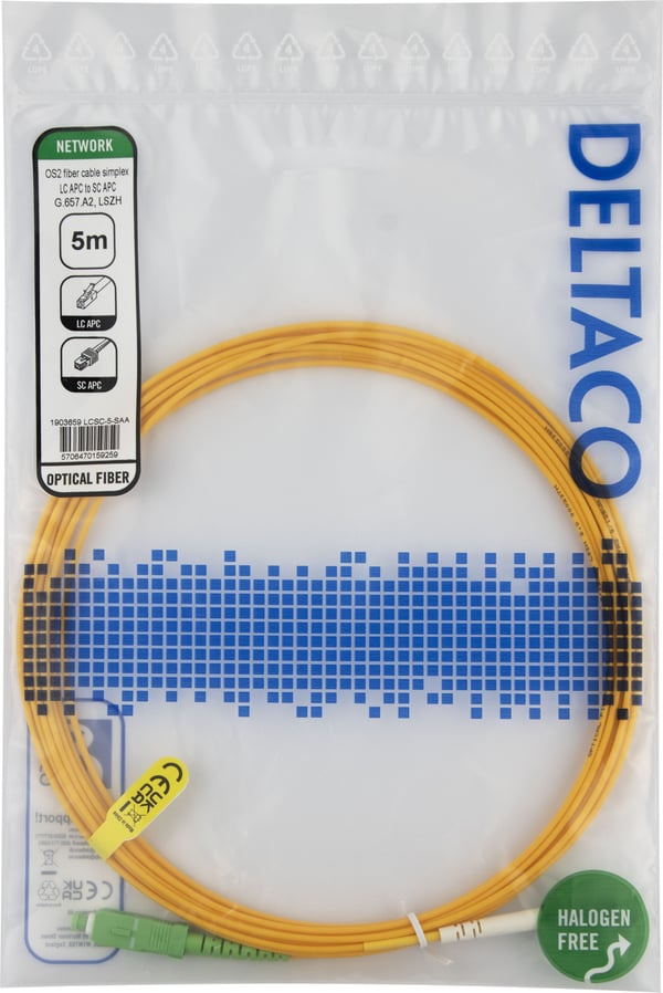 OS2 Kuitukaapeli, LC - SC, simplex, APC/APC, 5.0m