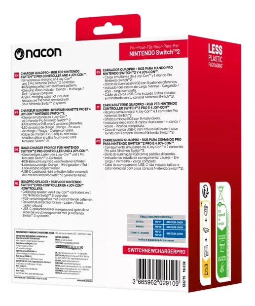 NACON SWITCHNEWCHARGERPRO, Nintendo Switch 2, Ladestativ, Svart, Rød, USB, Koblet med ledninger (ikke trådløs), 1 stykker