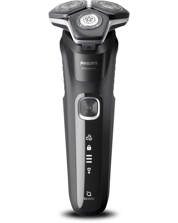 Philips SHAVER Series 5000 S5898/35 Elektrisk rakapparat för våt- och torrakning, Roterande rakhuvud, Svart, SteelPrecision blades, Rostfritt stål,...