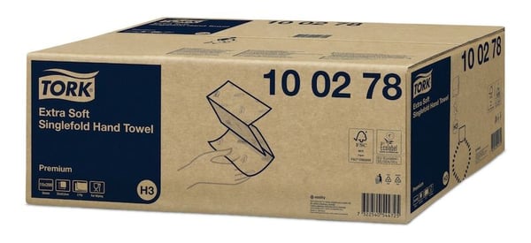 Håndklædeark Tork H3 Premium Extra soft 2-lag hvid singlefold - (15 pakker x 200 ark)