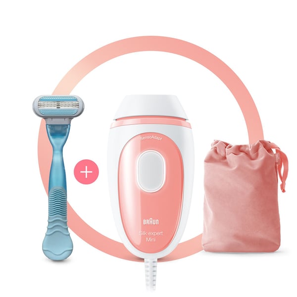 Braun Silk-expert Pro Silk-expert Mini, Rosa, Hvit, Intense Pulsed Light (IPL), Mageområdet, Armhule, Bikini, Jaw line, Overleppe, Puls, 0,6 s