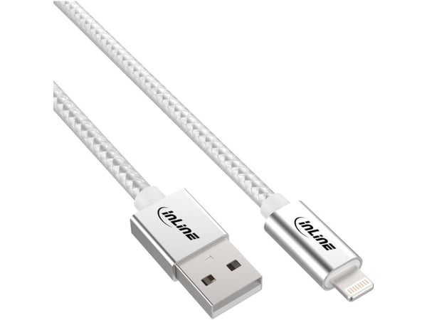 InLine 31422A, 2 m, Lightning, USB A, Sølv, Rett, Rett