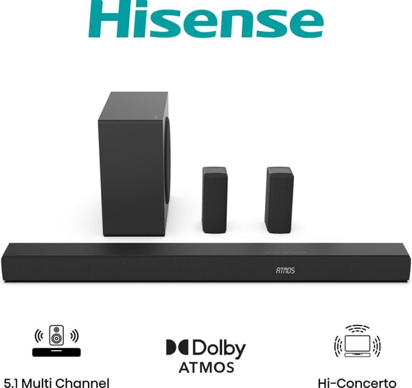 Hisense AX5100Q soundbar 5.1-kanavainen Dolby Atmos DTS:X Bluetooth musta