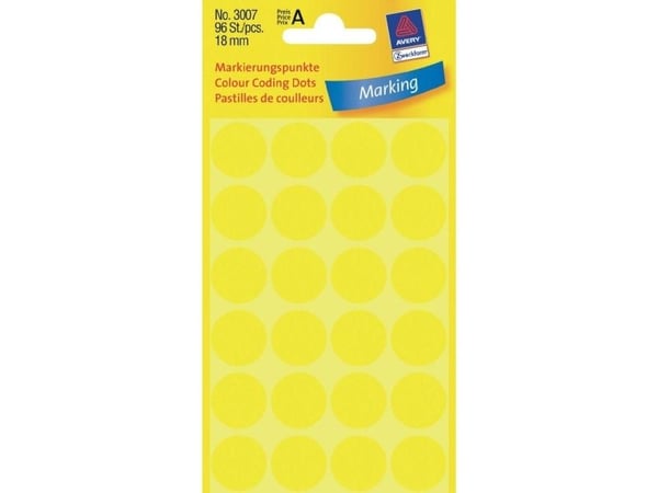 Avery Zweckform - Selvklebende - gul - 18 mm runde 96 etikett(er) (4 ark x 24) runde etiketter