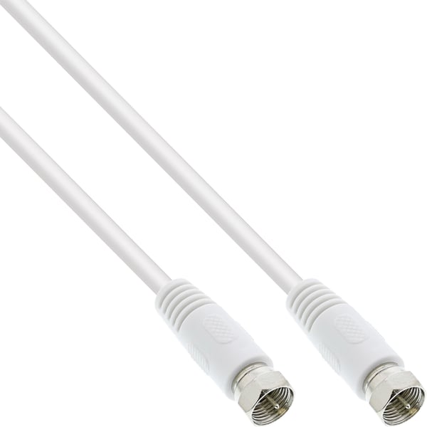 På linje? SAT-tilkoblingskabel, 2x skjermet, 2x F-kontakt, >75dB, hvit, 0,5m (69350)