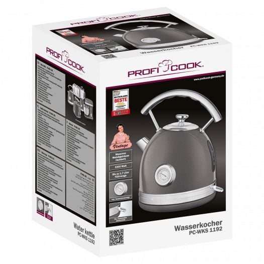 ProfiCook Vintage PC-WKS 1192 - Kjele - 1.7 liter - 2.2 kW - antrasitt