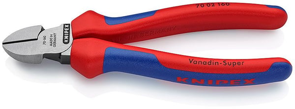 Knipex KP-7002160, Hånd kabelkutter, Blå, Rød, Stål, Blå, Rød, Rustfritt stål, 62 HRC, 4 mm