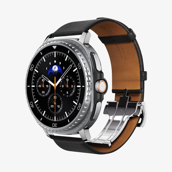 Spigen Enzo, Band, SmartWatch, Svart, Samsung, Watch 8 (40/44 mm)/Watch 8 Classic (46mm), Äkta läder