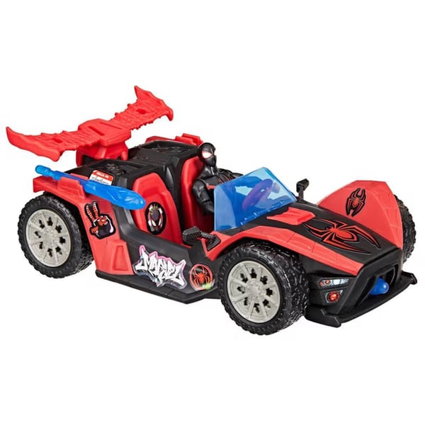 Hasbro Spider-Man Morales Speed Racer -leluauto + 10 cm:n hahmo
