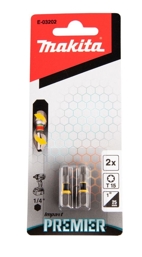 Makita E-03202, 2 kpl, T15, 1/4, 25 mm, 145 mm, 60 mm