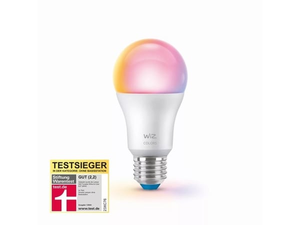 WiZ Colors - LED-glödlampa - form: A60 - glaserad finish - E27 - 8.5 W (motsvarande 60 W) - klass F - RGB-lampa - 2200-6500 K