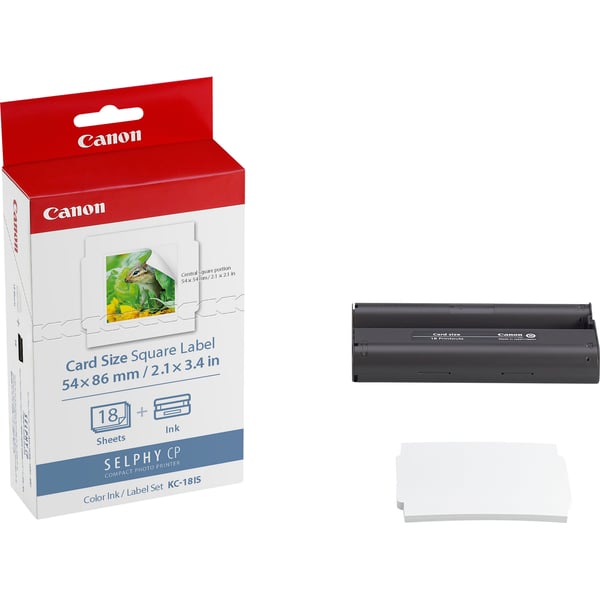 Canon KC-18IS sett med klistremerkepapir og blekk, 50x50 mm, 18 ark