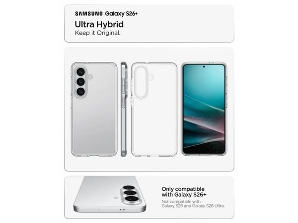 Spigen Ultra Hybrid, Mobilskal, Samsung, Galaxy S26+, 17 cm (6.7"), Transparent, Grå