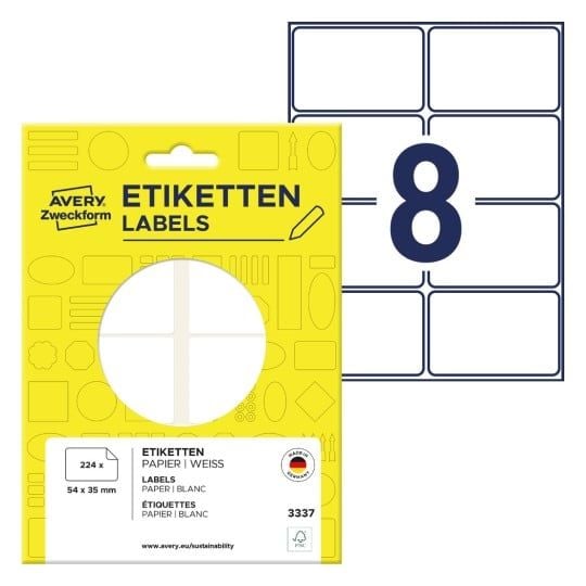 Avery Multi-Purpose Labels 3337 - Selv-adhesiv - hvit - 35 x 54 mm 224 stk merkelapper