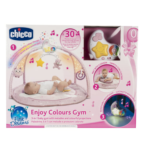 Chicco 3-i-1 babygym med melodier och projektor, rosa