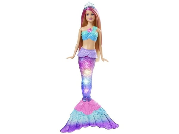 Barbie Dreamtopia Twinkle Lights Mermaid -nukke, jossa valotehoste, 3–7-vuotiaille, Muotinukke, Naaras, 3 vuosi/vuosia, Tyttö, 365 mm, 163 g