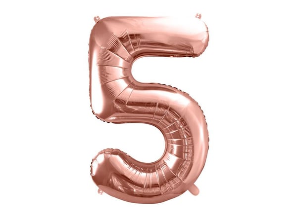 PartyDeco FB1M-5-019R, Ilmapallo, Kalvo, Ruusukulta, Syntymäpäivä, Numero, Poika/tyttö