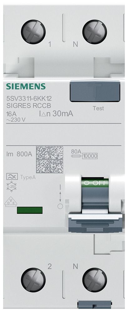 Siemens 5SV33116KK12 FI-sikkerhetsbryter A 16 A 0.03 A 230 V