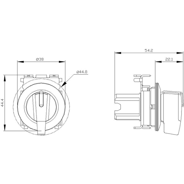 Siemens 3SU10622EL200AA0 3SU1062-2EL20-0AA0 Kiertokytkin Kiinnityslaite Punainen 2 x 45° 1 kpl