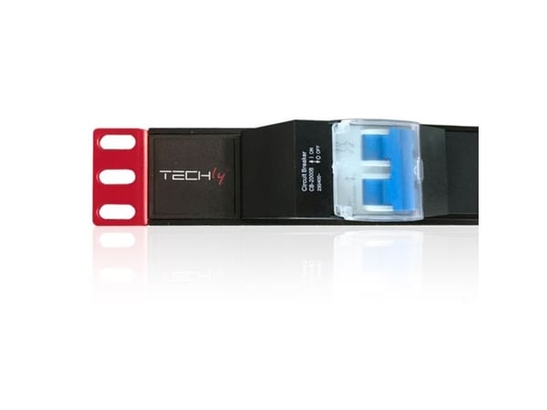 Techly I-CASE STRIP-61UD, Grunnleggende, 1U, Enkelfaset, Horisontal, Aluminium, Sort, Rød