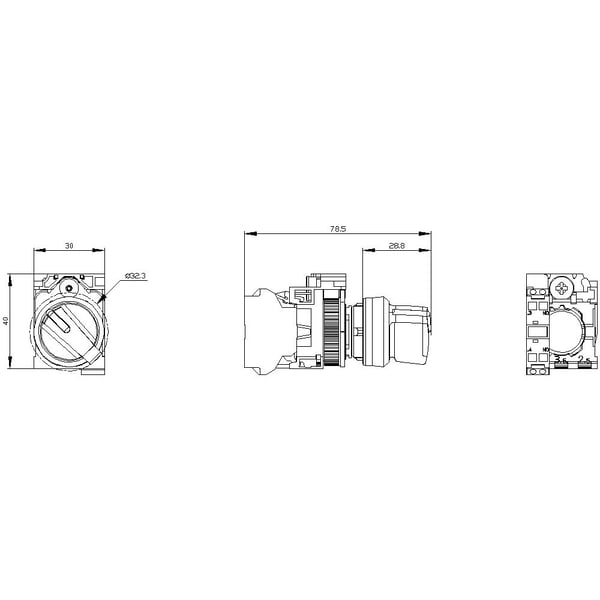 Siemens 3SU1100-2BF60-3BA0, IP67, IP69K, 2,23 cm, 50 mm, 100 mm, 30 mm, 57 g